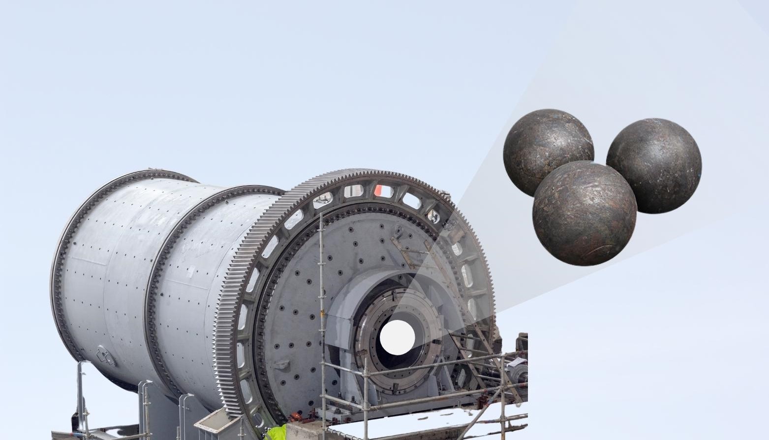 A ball from a ball mill. These balls were used to grind the material inside. 