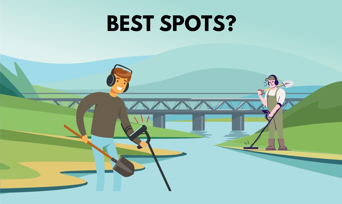 The best spots for metal detecting in the river. 